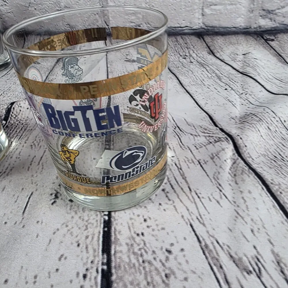 Vintage Big Ten Conference Rocks Glass Set